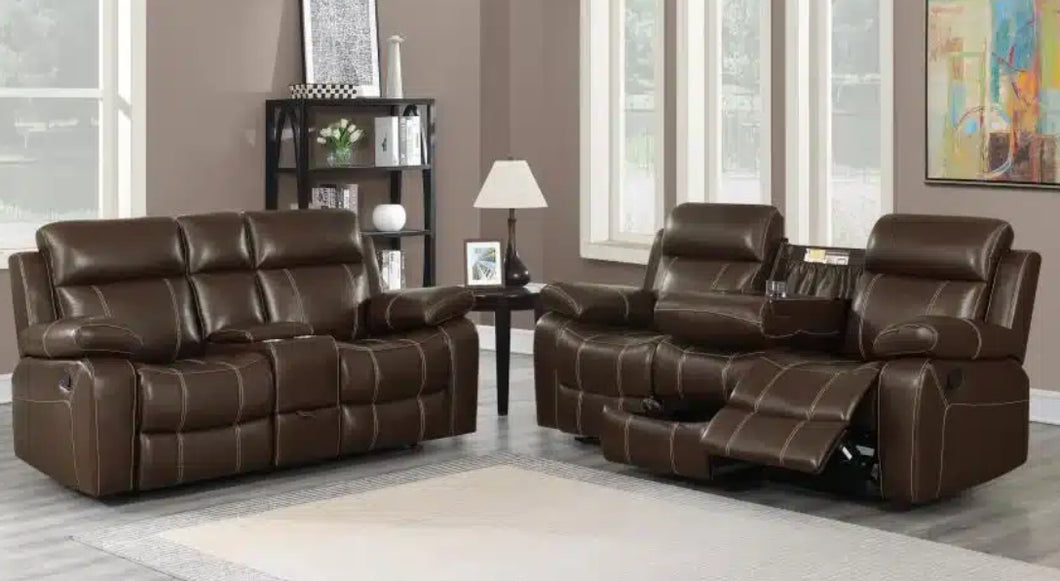 2122 2 pc Set Recliner Sofa & Loveseat Brown