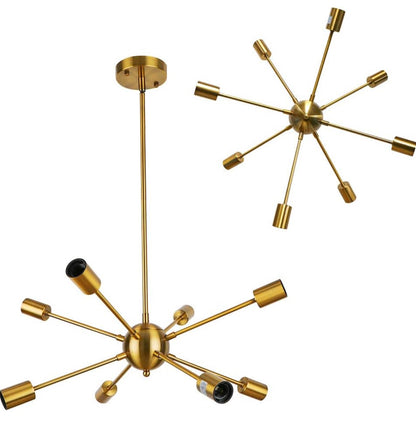 Gold Sputnik Light Fixture, 8 Lights Plating Golden Chandelier