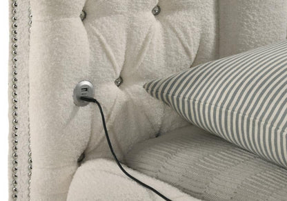 SONYA UPHOLSTERED EASTERN KING/ QUEEN ROUND STORAGE BED IVORY