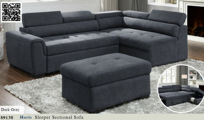 89130
Henrik Dark Gray Sleeper Sectional w/ Storage and Stools