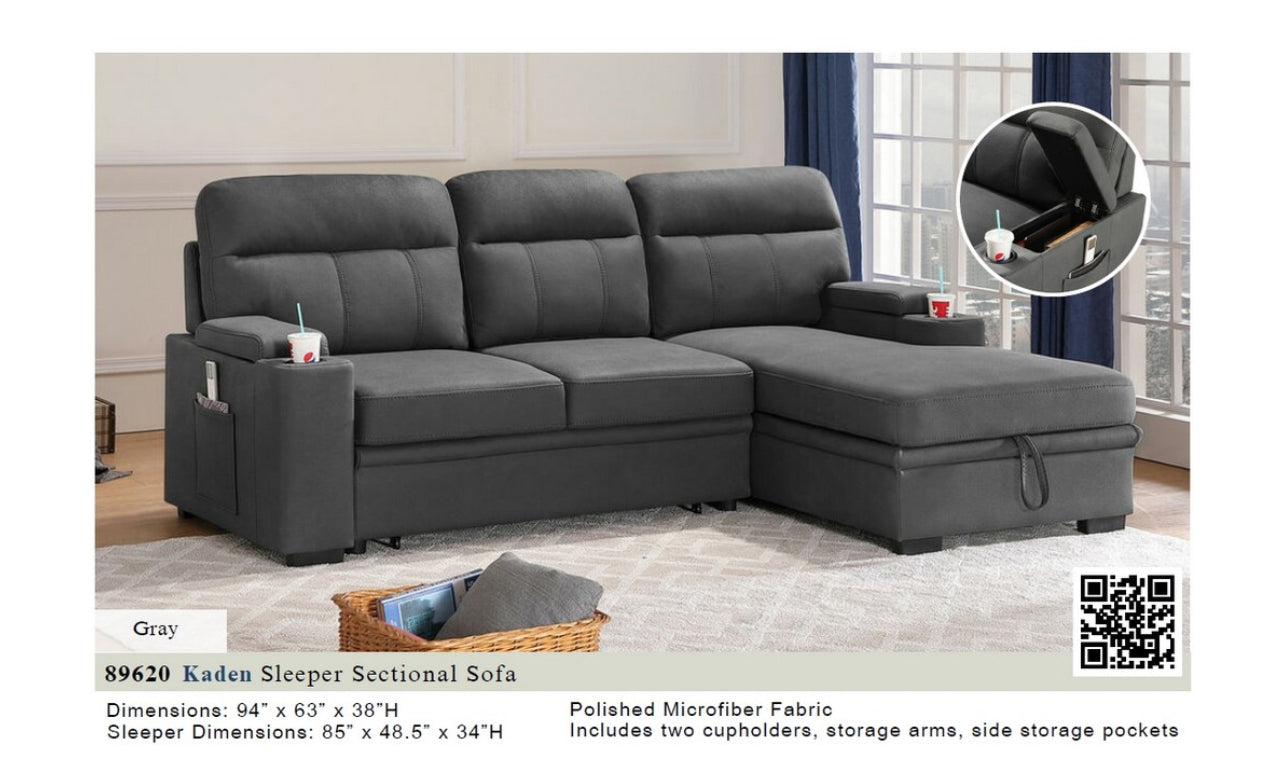 89620
Kaden Gray Polished Microfiber Loveseat