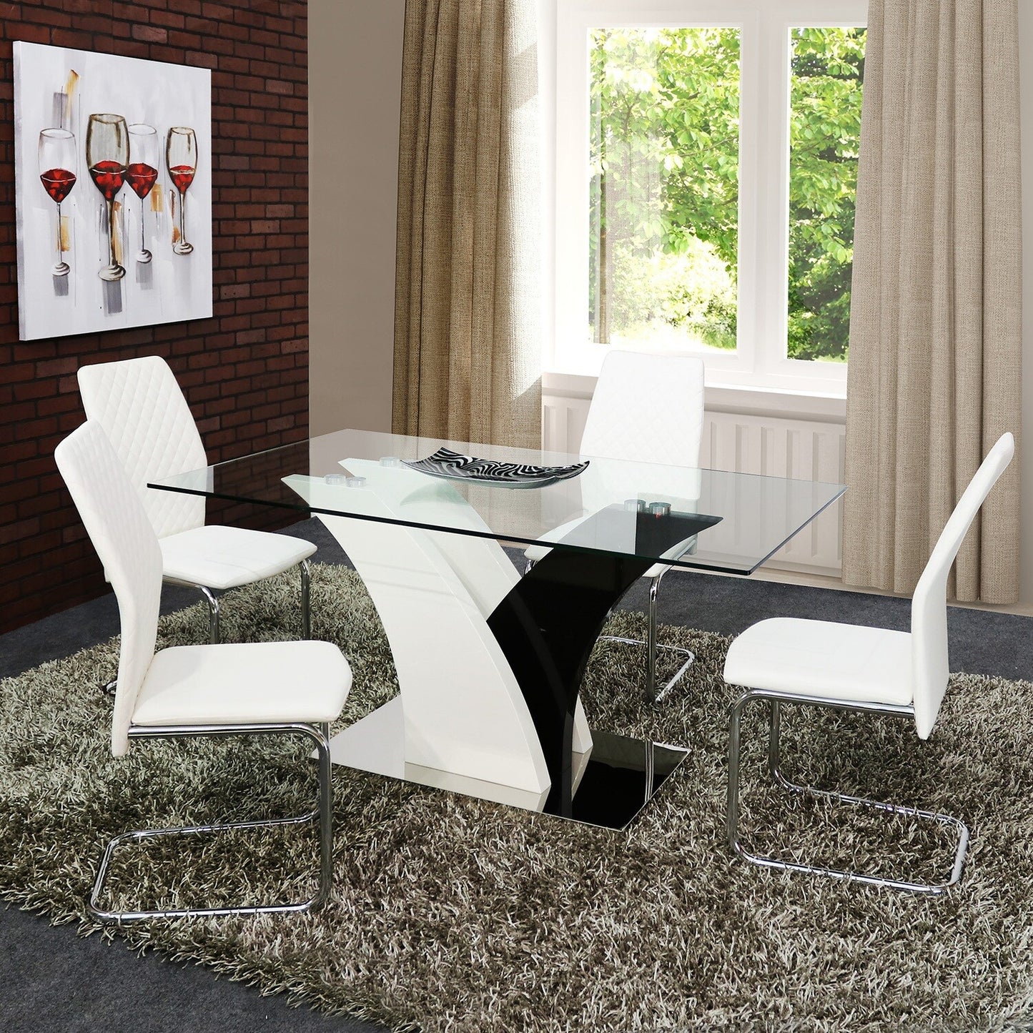 5PCS/ 7PCS  Modern Dining Set Black/White
