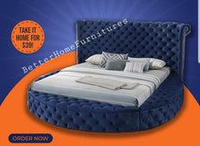 Load image into Gallery viewer, Eva Queen/King  Bed Blue With Storage

