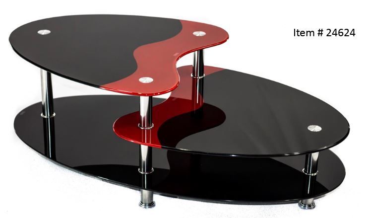 Black & Red Oval Coffee Table