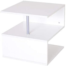 Load image into Gallery viewer, 20&quot; Modern Designer S-Shaped Multi Level Accent End Table Shelf - White/ Black
