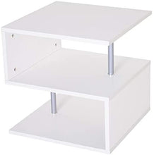 Load image into Gallery viewer, 20&quot; Modern Designer S-Shaped Multi Level Accent End Table Shelf - White/ Black
