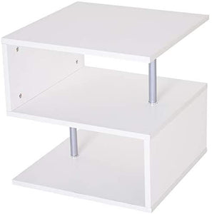 20" Modern Designer S-Shaped Multi Level Accent End Table Shelf - White/ Black
