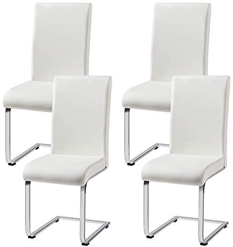 4pcs Modern White Dining Chairs Armless