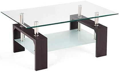 Rectangle Glass Coffee Table, Clear Top
