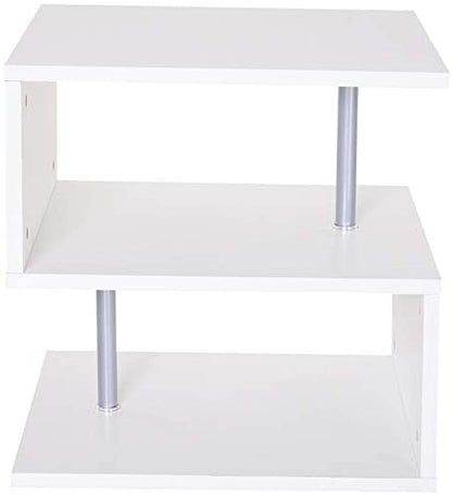 20" Modern Designer S-Shaped Multi Level Accent End Table Shelf - White/ Black
