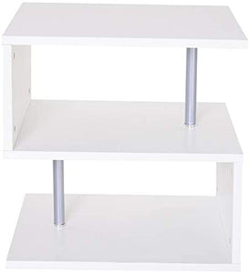 20" Modern Designer S-Shaped Multi Level Accent End Table Shelf - White/ Black