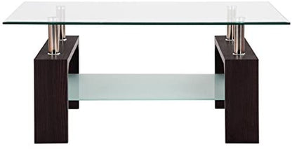 Rectangle Glass Coffee Table, Clear Top