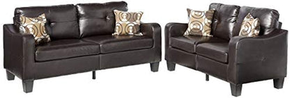 Bobkona Spencer Bonded Leather 2Piece Sofa & Loveseat Set in Espresso