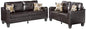 Bobkona Spencer Bonded Leather 2Piece Sofa & Loveseat Set in Espresso