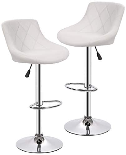 White Diamond Pattern Set Of 2 Barstools