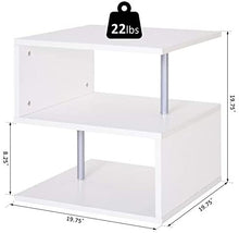 Load image into Gallery viewer, 20&quot; Modern Designer S-Shaped Multi Level Accent End Table Shelf - White/ Black
