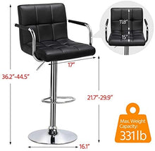 Load image into Gallery viewer, Black Square Design With Arms Barstools Set Of 2
