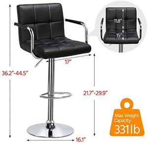 Black Square Design With Arms Barstools Set Of 2