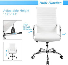 Load image into Gallery viewer, Ribbed Office Desk Chair Mid-Back PU Leather Executive Conference Task Chair
