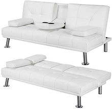 Load image into Gallery viewer, White Futon Sofa Bed Sleeper Sofa Modern
