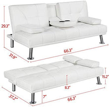 Load image into Gallery viewer, White Futon Sofa Bed Sleeper Sofa Modern
