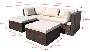 3 Piece Patio PE Wicker Rattan Corner Sofa Set