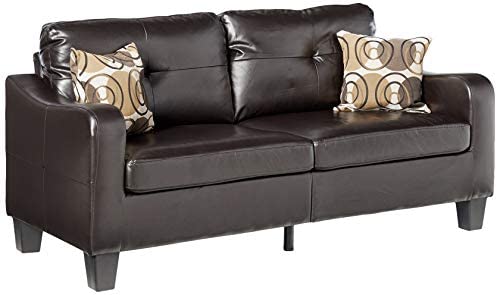 Bobkona Spencer Bonded Leather 2Piece Sofa & Loveseat Set in Espresso