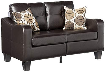 Bobkona Spencer Bonded Leather 2Piece Sofa & Loveseat Set in Espresso