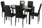 7 Piece Kitchen Dining Table Set for 6, Glass Table