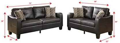 Bobkona Spencer Bonded Leather 2Piece Sofa & Loveseat Set in Espresso