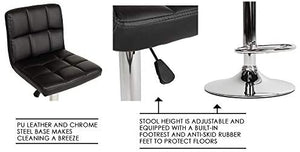 Black Square Design Modern Barstools Set Of 2