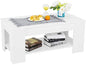 Coffee Table with Lift Top Hidden Compartment and Storage Shelves (White,Brown)