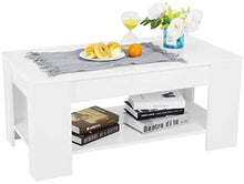 Load image into Gallery viewer, Coffee Table with Lift Top Hidden Compartment and Storage Shelves (White,Brown)
