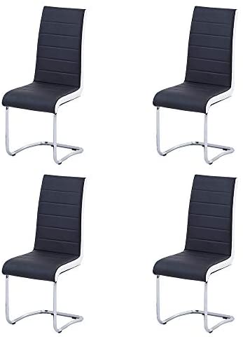 Set of 4 Black White Sides  Modern Black Dining Chairs