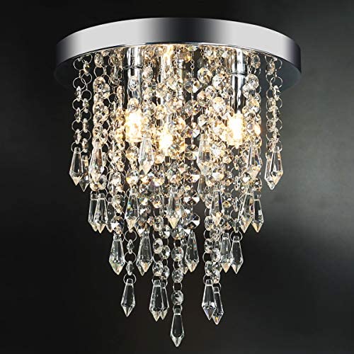 3 Lights Mini Crystal Flushmount Chandelier Fixture