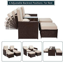 Load image into Gallery viewer, 5 Piece Outdoor Furniture Sets PE Wicker Rattan Chaise Lounge
