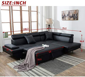 Black Sectional Sofa Bed for Living Room