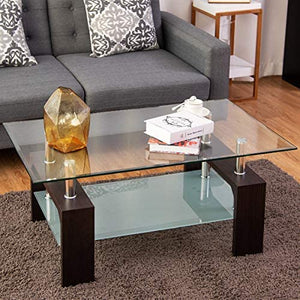 Rectangle Glass Coffee Table, Clear Top