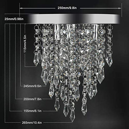 3 Lights Mini Crystal Flushmount Chandelier Fixture