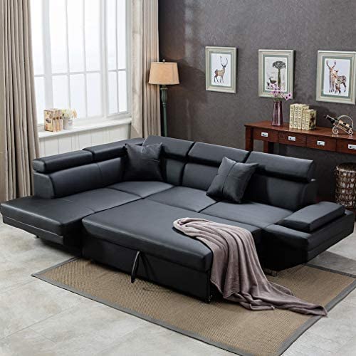 Black Sectional Sofa Bed for Living Room