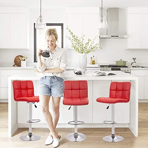 Red Square Design Modern Barstools Set Of 2