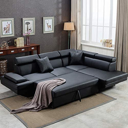 Black Sectional Sofa Bed for Living Room