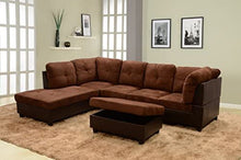 Load image into Gallery viewer, Microfiber with Leather Sofa Set With Ottoman, Red Raspberry

