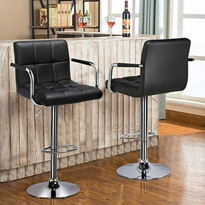 Black Square Design With Arms Barstools Set Of 2