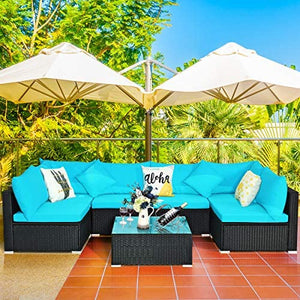 7 Piece Patio Furniture Set, Outdoor Sectional Sofa w/Pillows and Cushions