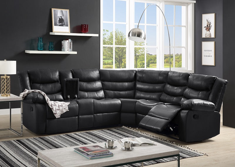 Black Sectional Recliner  PU Leather– Item # 6801 Black
