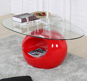 Red Oval Base Coffee Table