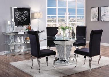 Round Glam Dining Table Plus 4 Chairs Noralie 71285