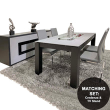 Load image into Gallery viewer, FA-1027 Large Black Ash Extending Dining Table Set With Gray Chairs
