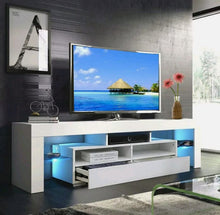 Load image into Gallery viewer, High Gloss 63&#39;&#39; TV Stand Unit Cabinet 2 Drawers Console Table w/ Colorful LED RC
